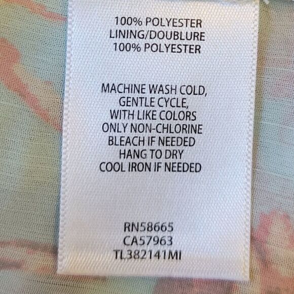 Leith Green Floral Wrap High-Low Lined Chiffon Dress Size XXL - Picture 10 of 10